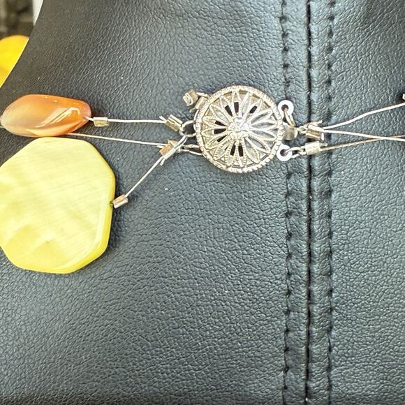 Polished Agate Carnelian Semi Precious Stone Necklace Repair Parts Only Sterling - Picture 7 of 8